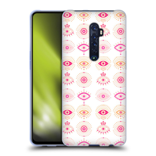 Cat Coquillette Linear Pink Evil Eyes Soft Gel Case for OPPO Reno 2