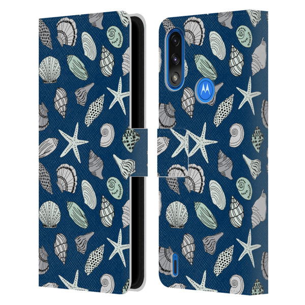 Andrea Lauren Design Sea Animals Shells Leather Book Wallet Case Cover For Motorola Moto E7 Power / Moto E7i Power