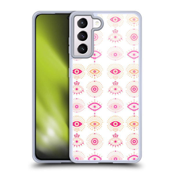Cat Coquillette Linear Pink Evil Eyes Soft Gel Case for Samsung Galaxy S21+ 5G
