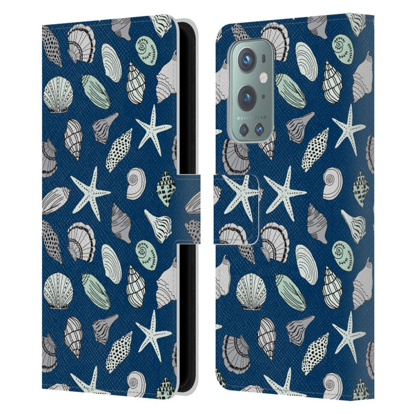 Andrea Lauren Design Sea Animals Shells Leather Book Wallet Case Cover For OnePlus 9
