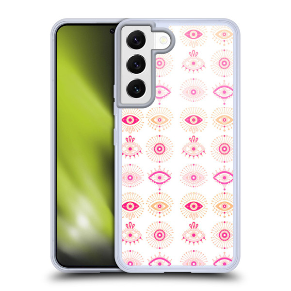 Cat Coquillette Linear Pink Evil Eyes Soft Gel Case for Samsung Galaxy S22 5G
