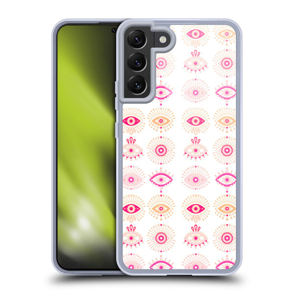 Cat Coquillette Linear Pink Evil Eyes Soft Gel Case for Samsung Galaxy S22+ 5G
