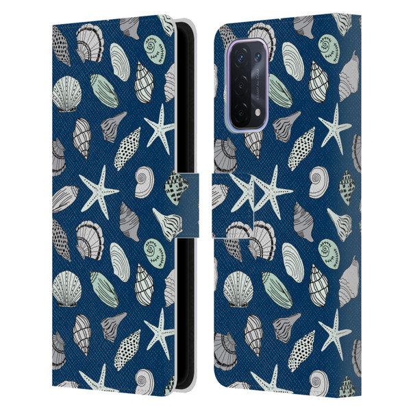 Andrea Lauren Design Sea Animals Shells Leather Book Wallet Case Cover For OPPO A54 5G