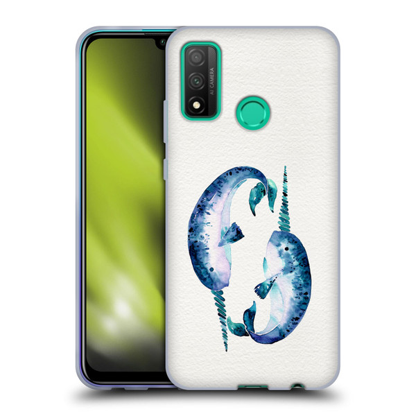 Cat Coquillette Sea Blue Narwhals Soft Gel Case for Huawei P Smart (2020)