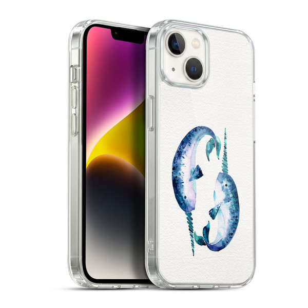 Cat Coquillette Sea Blue Narwhals Soft Gel Case for Apple iPhone 14 Plus & MagSafe