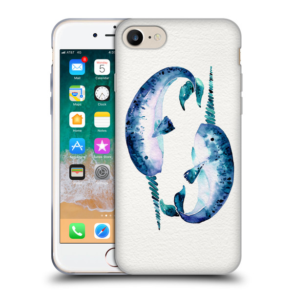 Cat Coquillette Sea Blue Narwhals Soft Gel Case for Apple iPhone 7 / 8 / SE 2020 & 2022