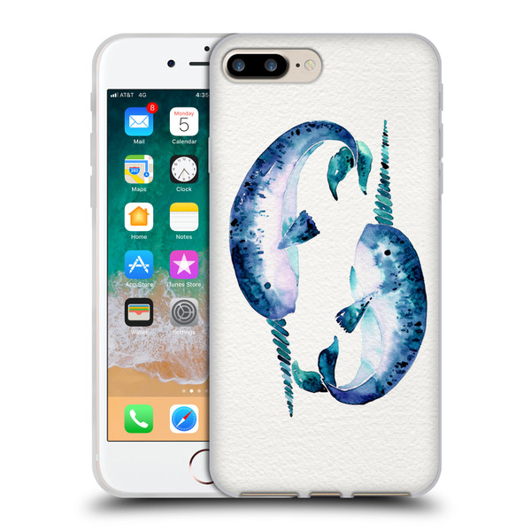 Cat Coquillette Sea Blue Narwhals Soft Gel Case for Apple iPhone 7 Plus / iPhone 8 Plus