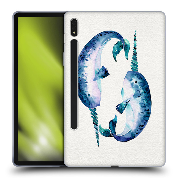 Cat Coquillette Sea Blue Narwhals Soft Gel Case for Samsung Galaxy Tab S8