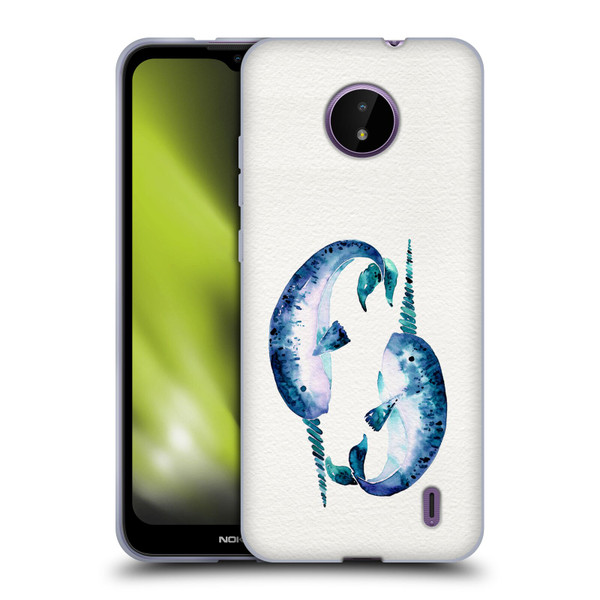 Cat Coquillette Sea Blue Narwhals Soft Gel Case for Nokia C10 / C20