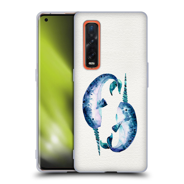 Cat Coquillette Sea Blue Narwhals Soft Gel Case for OPPO Find X2 Pro 5G