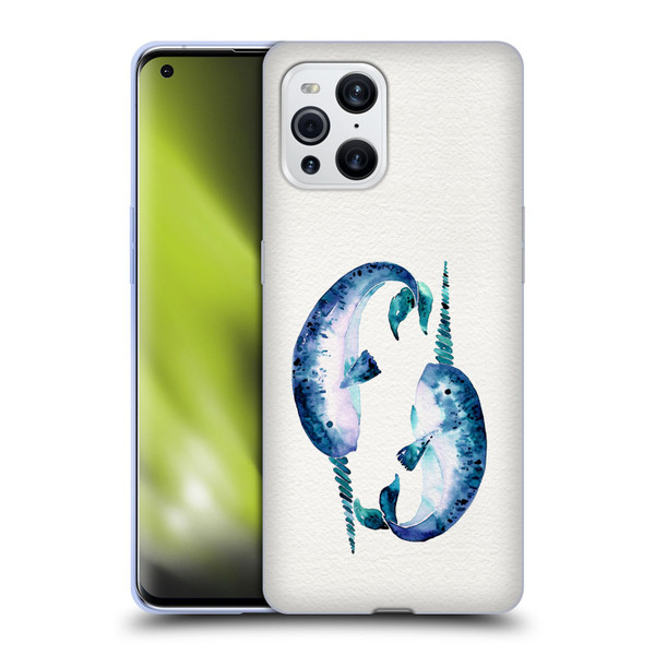 Cat Coquillette Sea Blue Narwhals Soft Gel Case for OPPO Find X3 / Pro