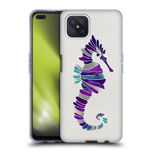 Cat Coquillette Sea Seahorse Purple Soft Gel Case for OPPO Reno4 Z 5G