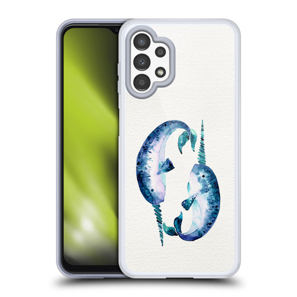 Cat Coquillette Sea Blue Narwhals Soft Gel Case for Samsung Galaxy A13 (2022)
