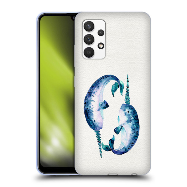 Cat Coquillette Sea Blue Narwhals Soft Gel Case for Samsung Galaxy A32 (2021)