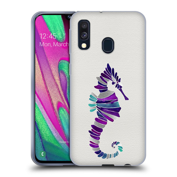 Cat Coquillette Sea Seahorse Purple Soft Gel Case for Samsung Galaxy A40 (2019)