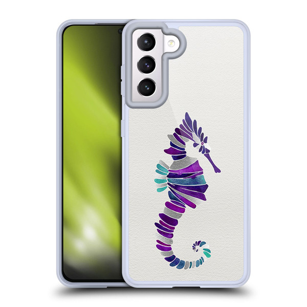 Cat Coquillette Sea Seahorse Purple Soft Gel Case for Samsung Galaxy S21 5G