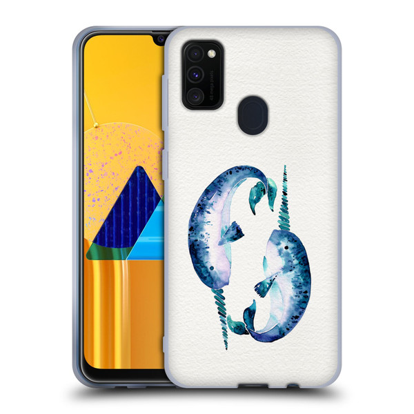 Cat Coquillette Sea Blue Narwhals Soft Gel Case for Samsung Galaxy M30s (2019)/M21 (2020)
