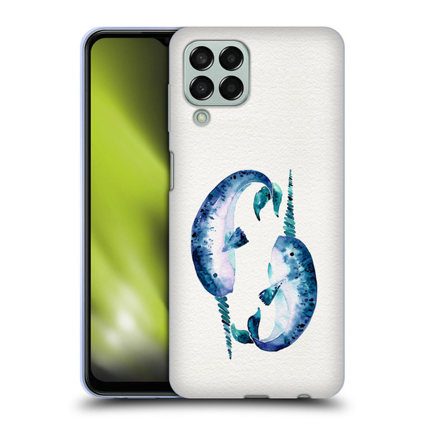 Cat Coquillette Sea Blue Narwhals Soft Gel Case for Samsung Galaxy M33 (2022)
