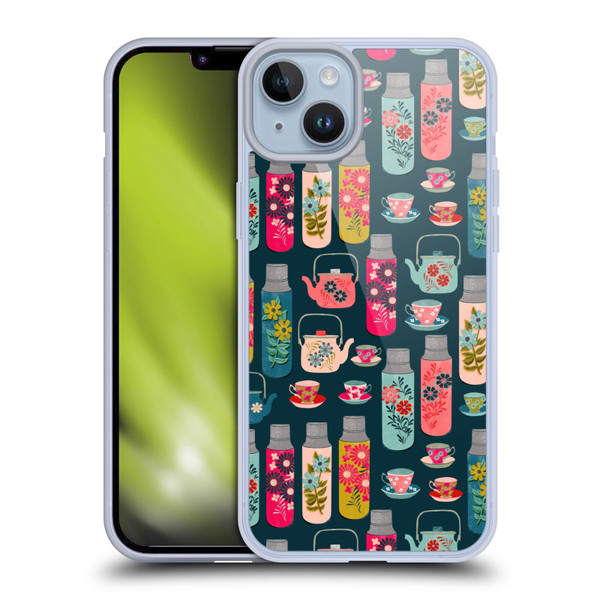 Andrea Lauren Design Food Pattern Jars & Teacups Soft Gel Case for Apple iPhone 14 Plus
