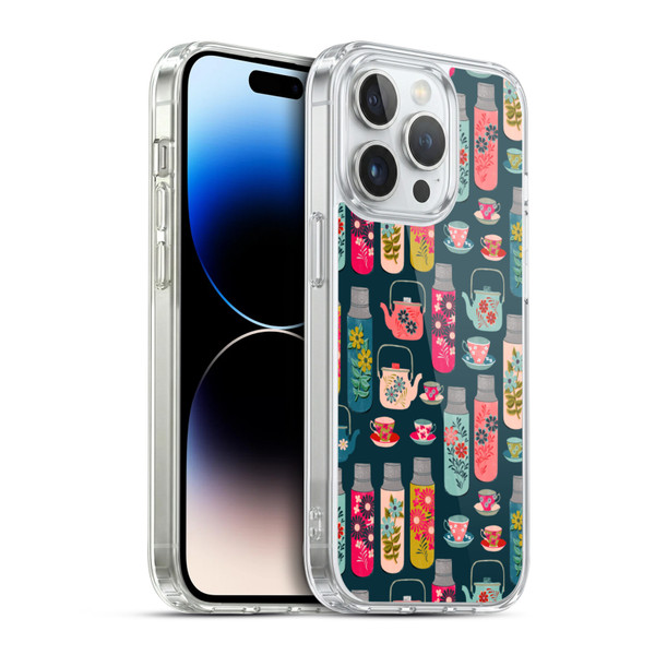 Andrea Lauren Design Food Pattern Jars & Teacups Soft Gel Case for Apple iPhone 14 Pro & MagSafe