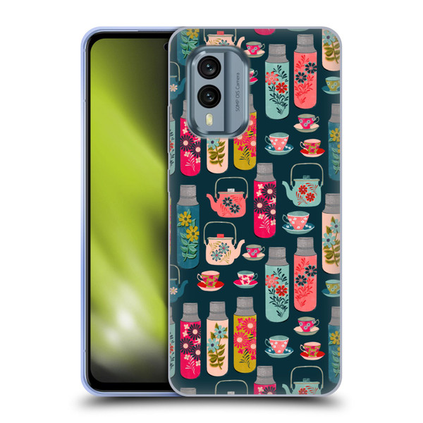 Andrea Lauren Design Food Pattern Jars & Teacups Soft Gel Case for Nokia X30