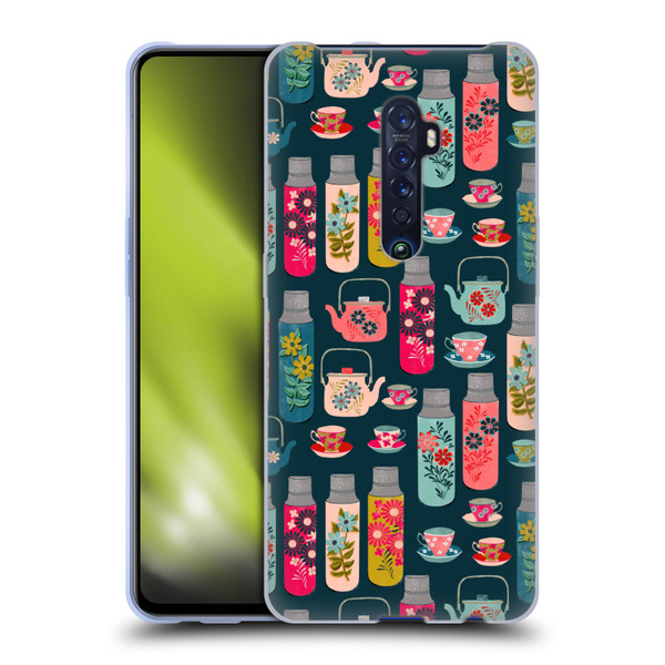 Andrea Lauren Design Food Pattern Jars & Teacups Soft Gel Case for OPPO Reno 2