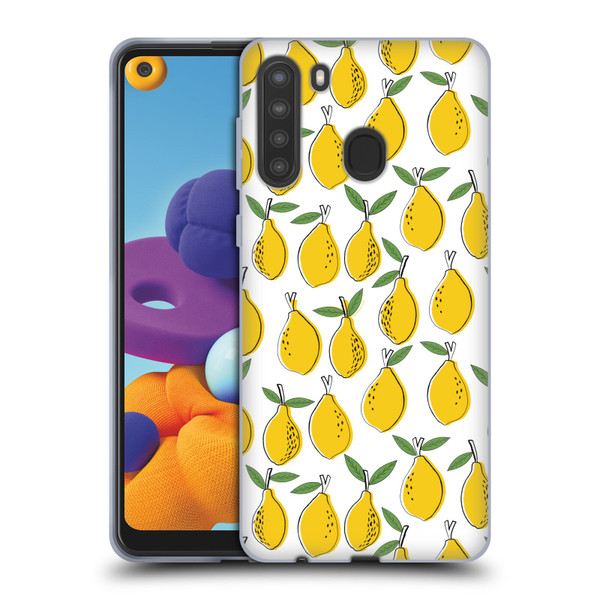 Andrea Lauren Design Food Pattern Lemons Soft Gel Case for Samsung Galaxy A21 (2020)