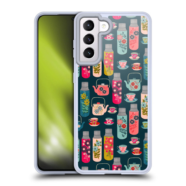 Andrea Lauren Design Food Pattern Jars & Teacups Soft Gel Case for Samsung Galaxy S21 5G