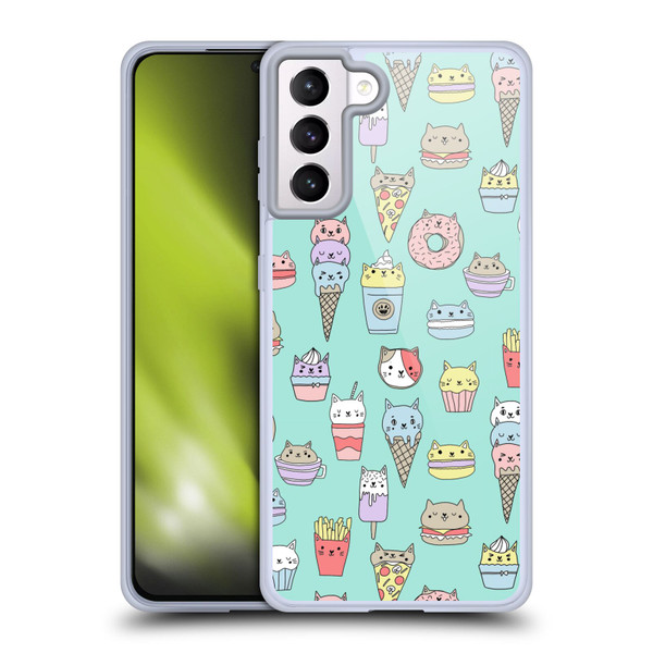 Andrea Lauren Design Food Pattern Catfood Soft Gel Case for Samsung Galaxy S21+ 5G
