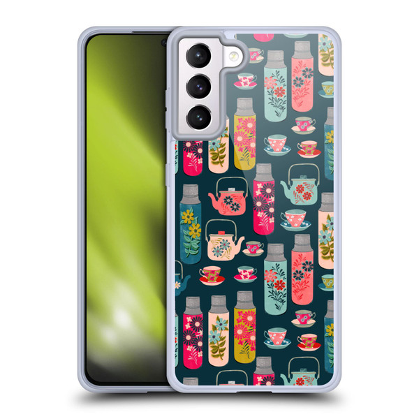 Andrea Lauren Design Food Pattern Jars & Teacups Soft Gel Case for Samsung Galaxy S21+ 5G