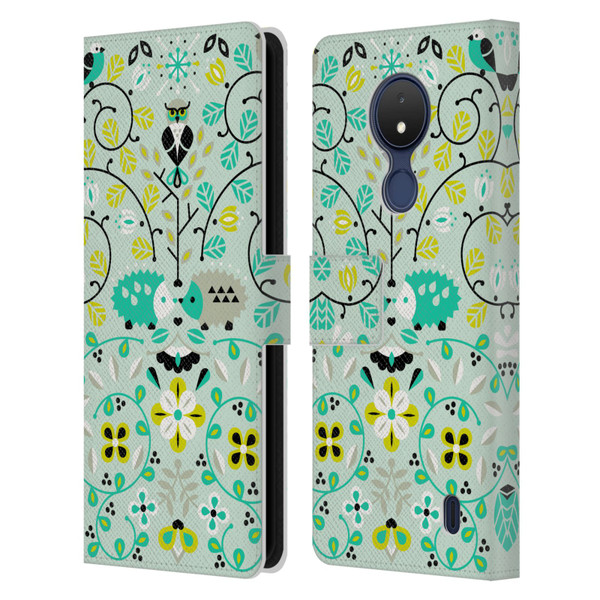 Cat Coquillette Animals Hedgehogs Symmetry Leather Book Wallet Case Cover For Nokia C21