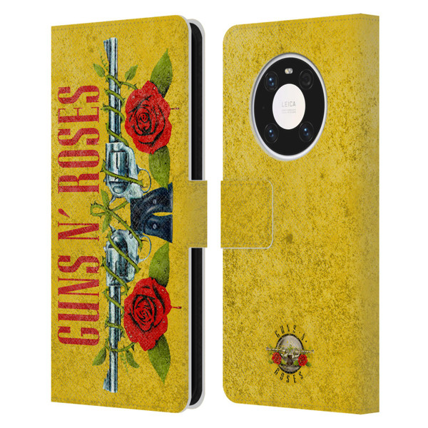 Guns N' Roses Vintage Pistols Leather Book Wallet Case Cover For Huawei Mate 40 Pro 5G