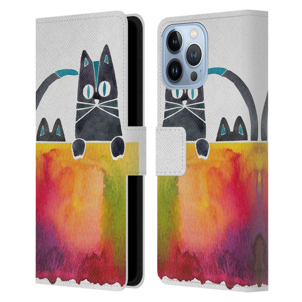 Cat Coquillette Animals 2 Cats Leather Book Wallet Case Cover For Apple iPhone 13 Pro Max