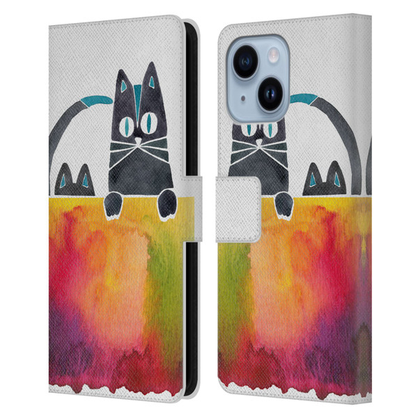 Cat Coquillette Animals 2 Cats Leather Book Wallet Case Cover For Apple iPhone 14 Plus