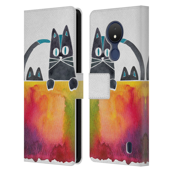 Cat Coquillette Animals 2 Cats Leather Book Wallet Case Cover For Nokia C21