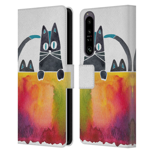 Cat Coquillette Animals 2 Cats Leather Book Wallet Case Cover For Sony Xperia 1 IV
