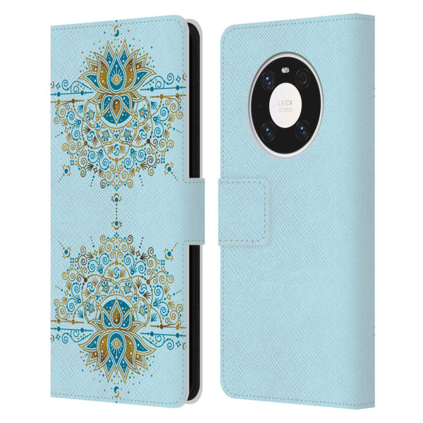 Cat Coquillette Patterns 6 Lotus Bloom Mandala 2 Leather Book Wallet Case Cover For Huawei Mate 40 Pro 5G