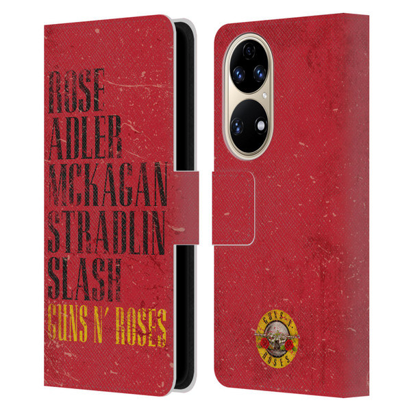Guns N' Roses Vintage Names Leather Book Wallet Case Cover For Huawei P50