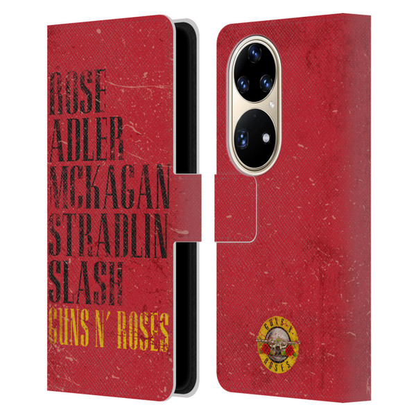 Guns N' Roses Vintage Names Leather Book Wallet Case Cover For Huawei P50 Pro