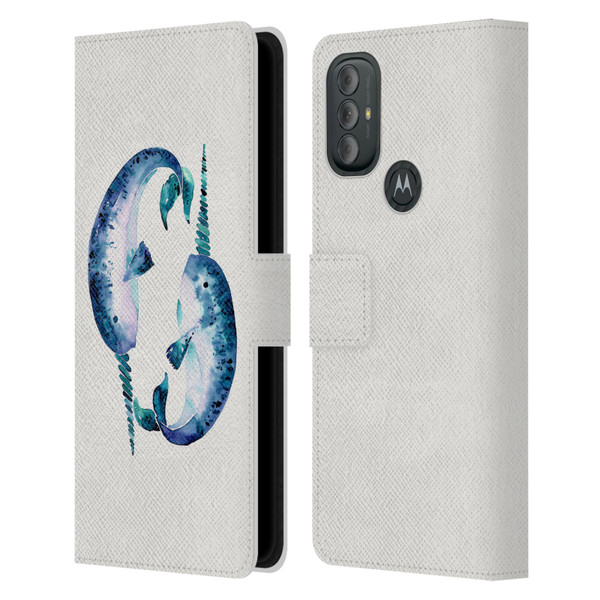 Cat Coquillette Sea Blue Narwhals Leather Book Wallet Case Cover For Motorola Moto G10 / Moto G20 / Moto G30