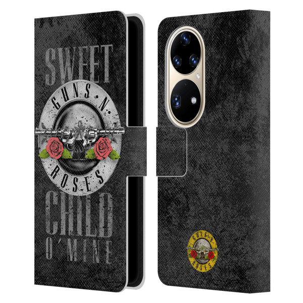 Guns N' Roses Vintage Sweet Child O' Mine Leather Book Wallet Case Cover For Huawei P50 Pro