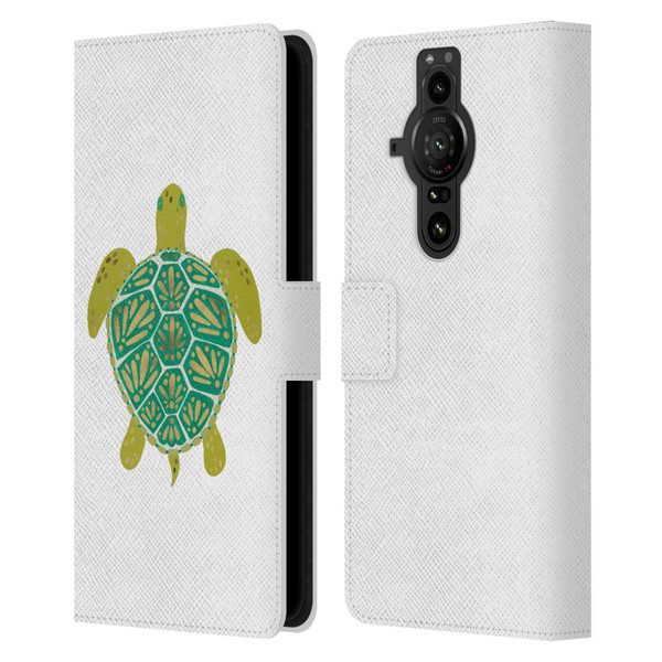 Cat Coquillette Sea Turtle Green Leather Book Wallet Case Cover For Sony Xperia Pro-I