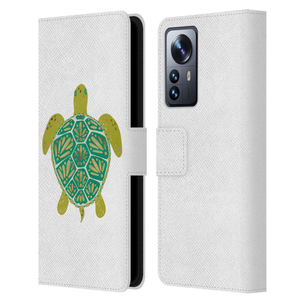 Cat Coquillette Sea Turtle Green Leather Book Wallet Case Cover For Xiaomi 12 Pro