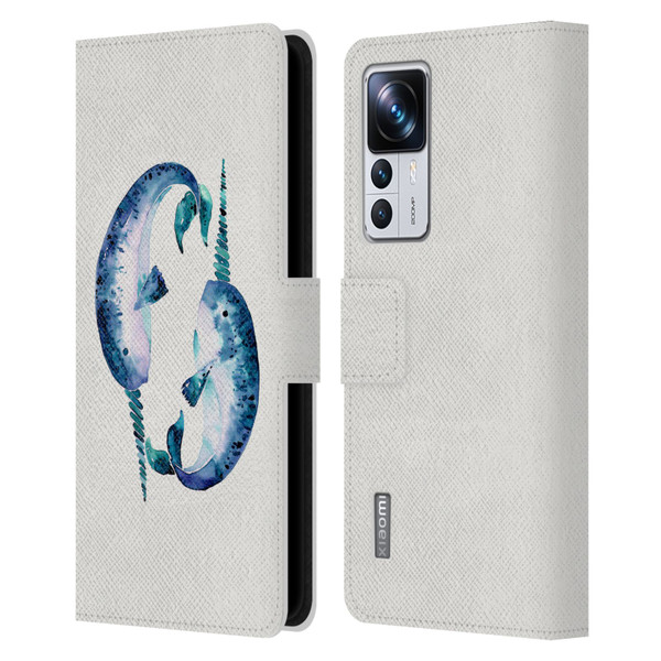 Cat Coquillette Sea Blue Narwhals Leather Book Wallet Case Cover For Xiaomi 12T Pro