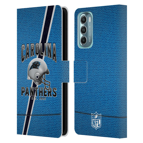 NFL Carolina Panthers Logo Art Football Stripes Leather Book Wallet Case Cover For Motorola Moto G Stylus 5G (2022)