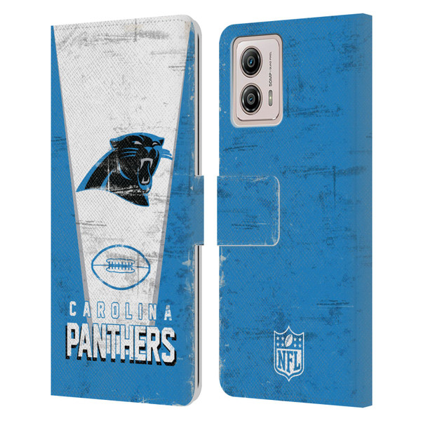 NFL Carolina Panthers Logo Art Banner Leather Book Wallet Case Cover For Motorola Moto G53 5G