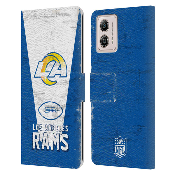 NFL Los Angeles Rams Logo Art Banner 100th Leather Book Wallet Case Cover For Motorola Moto G53 5G