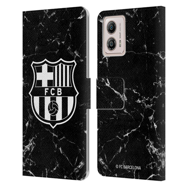 FC Barcelona Crest Patterns Black Marble Leather Book Wallet Case Cover For Motorola Moto G53 5G