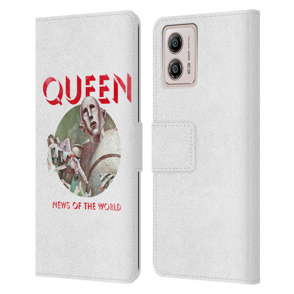 Queen Key Art News Of The World Leather Book Wallet Case Cover For Motorola Moto G53 5G