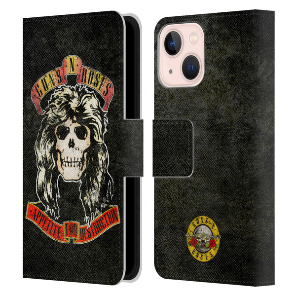 Guns N' Roses Vintage Adler Leather Book Wallet Case Cover For Apple iPhone 13 Mini